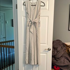 Calvin Klein White Gray Sleeveless V-neck Sundress